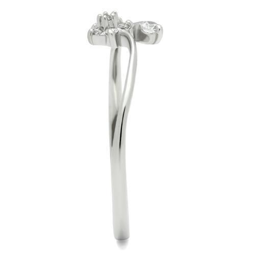 TS056 - Rhodium 925 Sterling Silver Ring with AAA Grade CZ in Clear