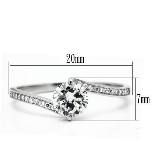 TS057 - Rhodium 925 Sterling Silver Ring with AAA Grade CZ in Clear