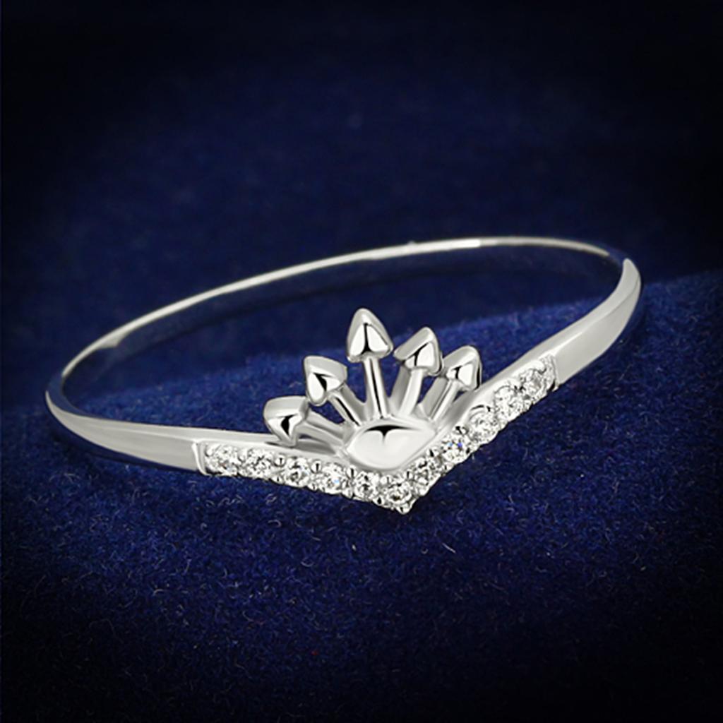 TS120 - Rhodium 925 Sterling Silver Ring with AAA Grade CZ in Clear
