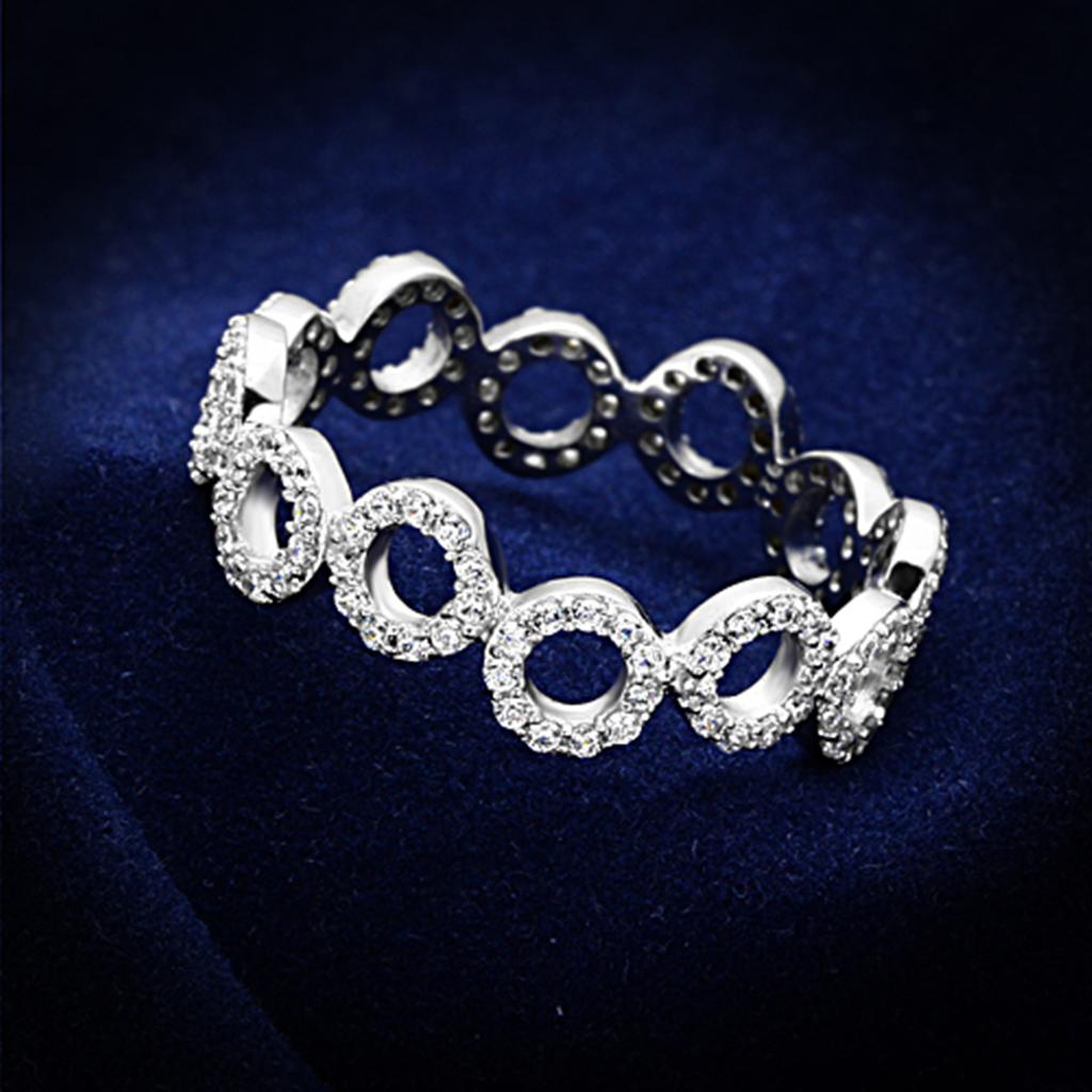 TS139 - Rhodium 925 Sterling Silver Ring with AAA Grade CZ in Clear