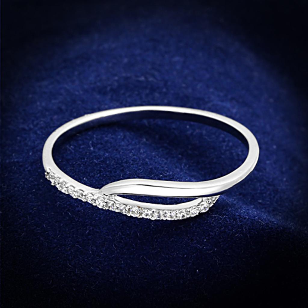 TS145 - Rhodium 925 Sterling Silver Ring with AAA Grade CZ in Clear