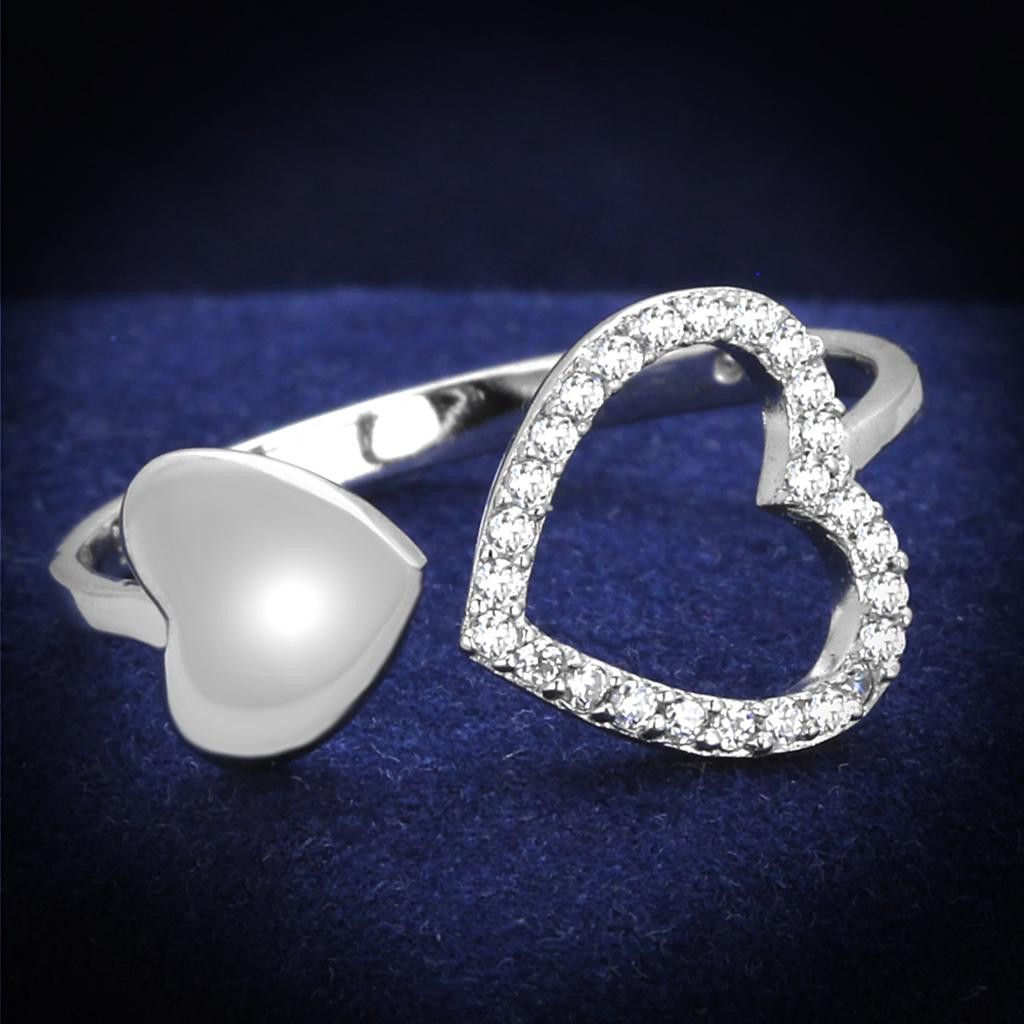 TS194 - Rhodium 925 Sterling Silver Ring with AAA Grade CZ in Clear