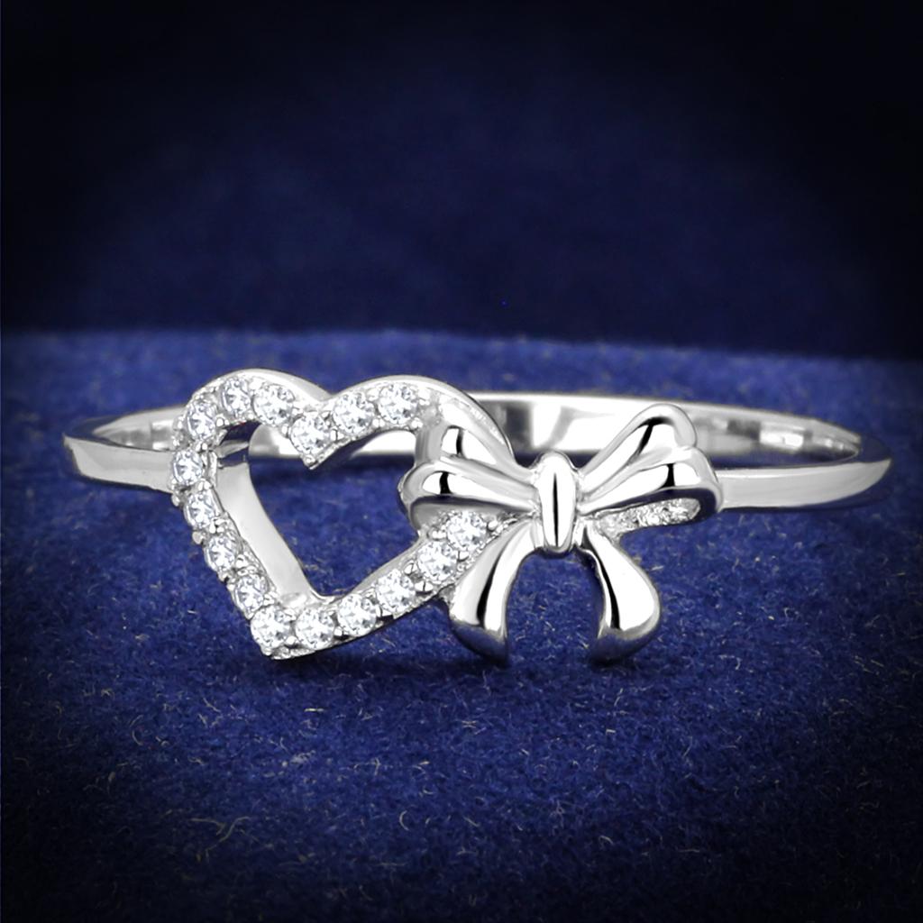 TS195 - Rhodium 925 Sterling Silver Ring with AAA Grade CZ in Clear