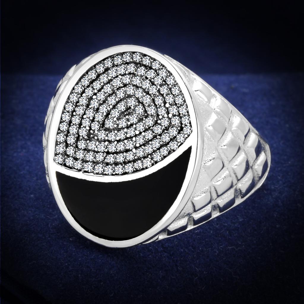 TS216 - Rhodium 925 Sterling Silver Ring with AAA Grade CZ in Clear