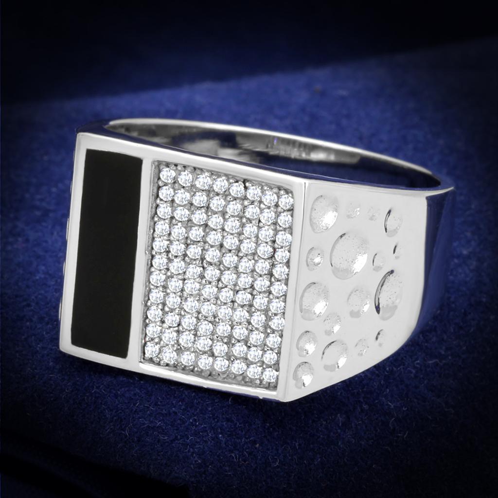 TS219 - Rhodium 925 Sterling Silver Ring with AAA Grade CZ in Clear