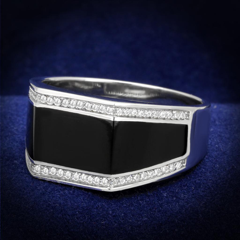 TS223 - Rhodium 925 Sterling Silver Ring with AAA Grade CZ in Clear