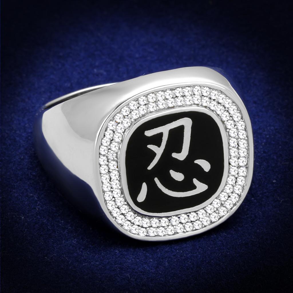 TS225 - Rhodium 925 Sterling Silver Ring with AAA Grade CZ in Clear