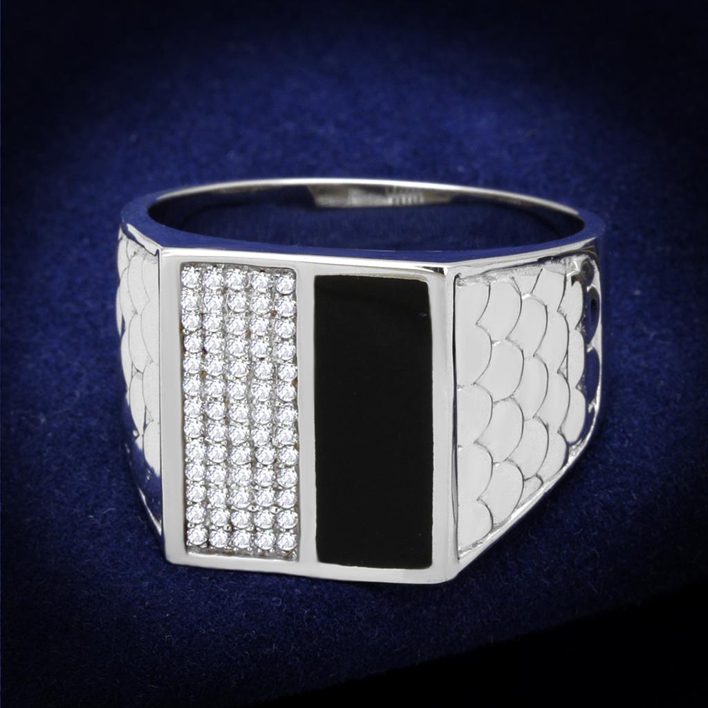 TS226 - Rhodium 925 Sterling Silver Ring with AAA Grade CZ in Clear