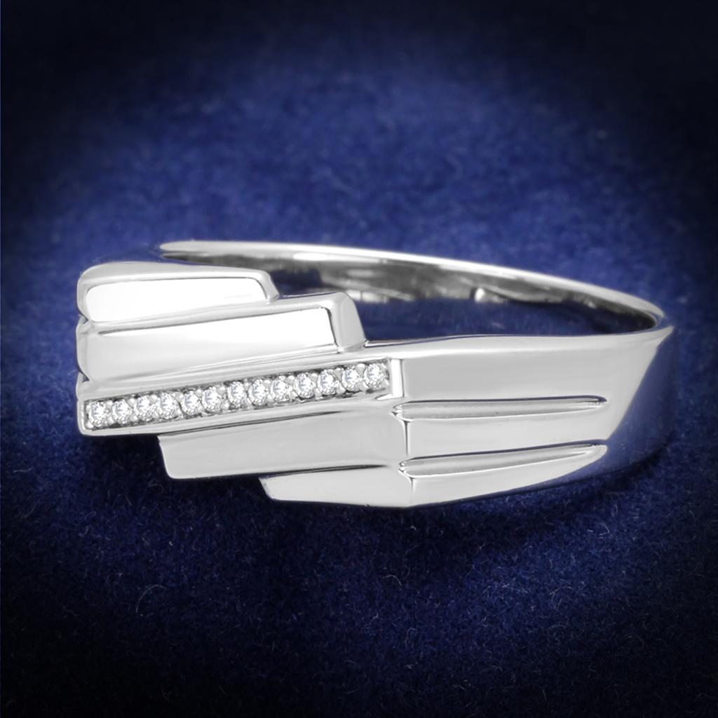 TS232 - Rhodium 925 Sterling Silver Ring with AAA Grade CZ in Clear