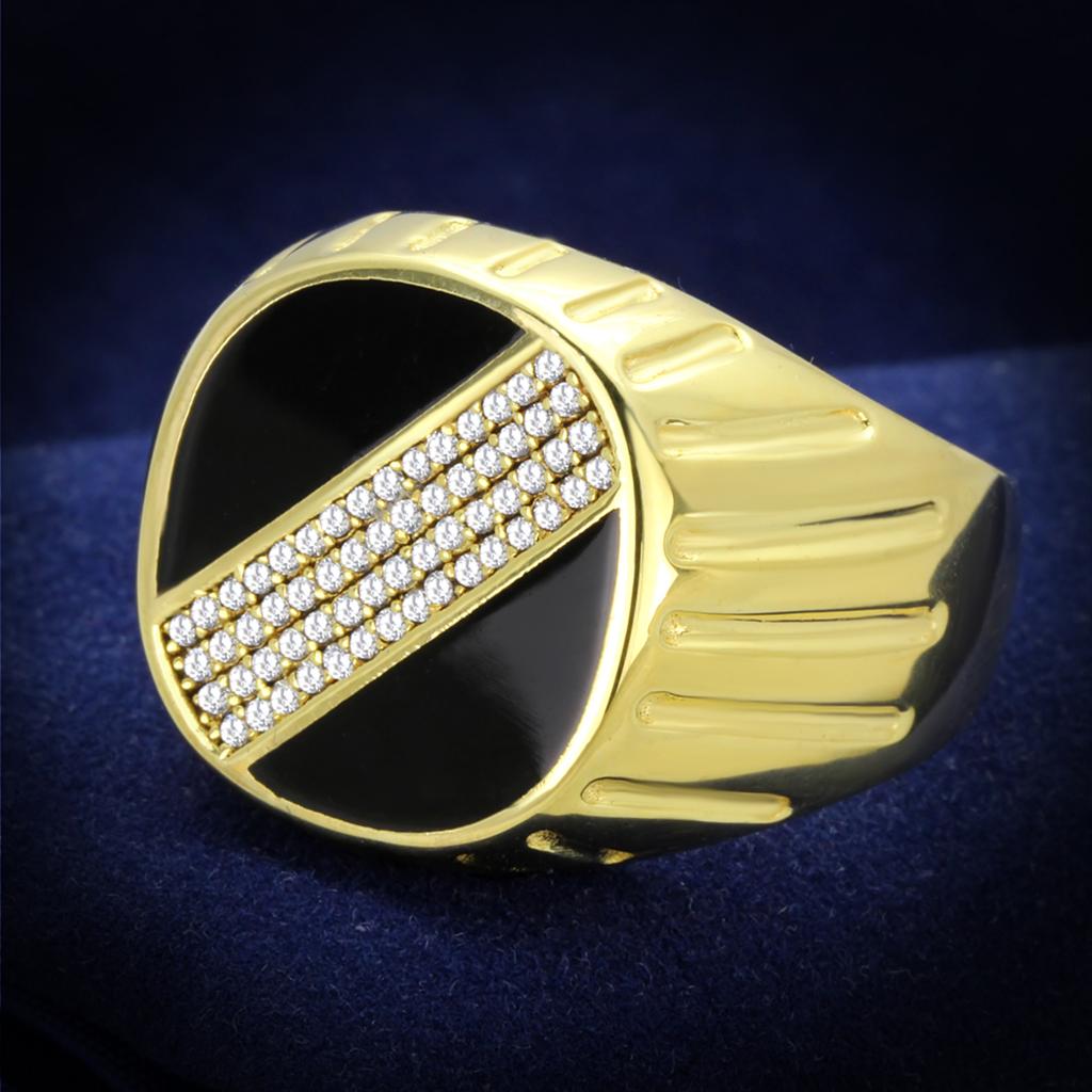 TS235 - Gold 925 Sterling Silver Ring with AAA Grade CZ in Clear