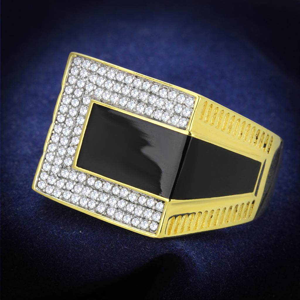 TS245 - Gold+Rhodium 925 Sterling Silver Ring with AAA Grade CZ in Clear