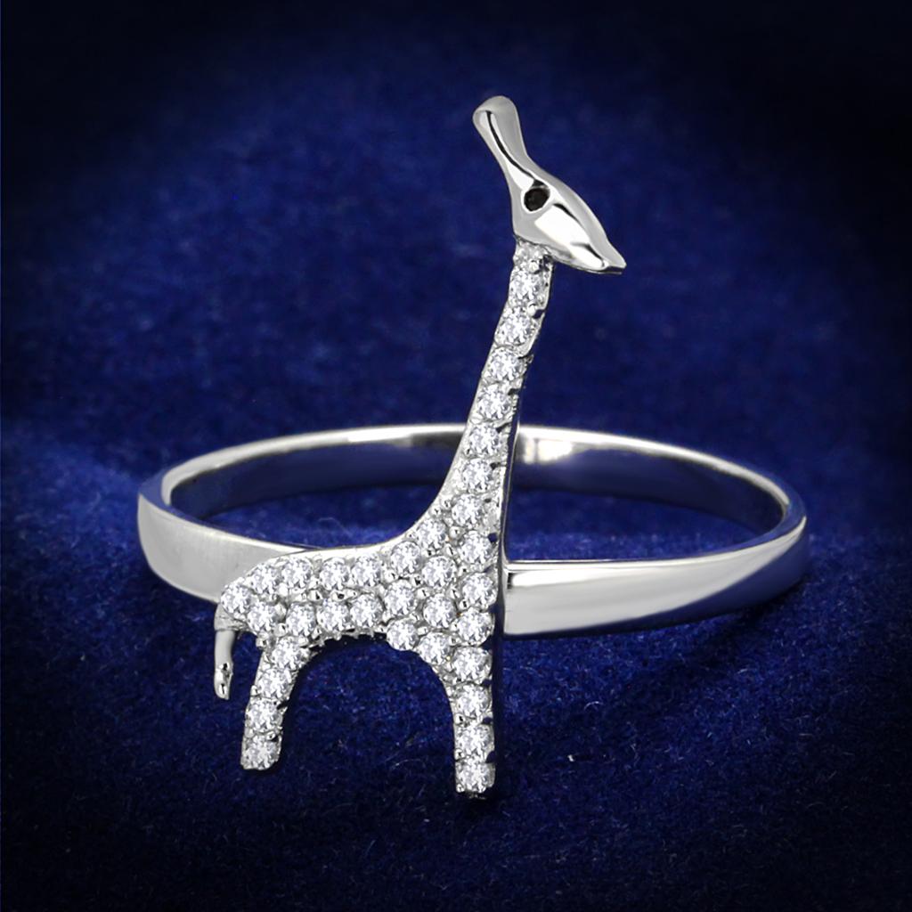 TS255 - Rhodium 925 Sterling Silver Ring with AAA Grade CZ in Clear