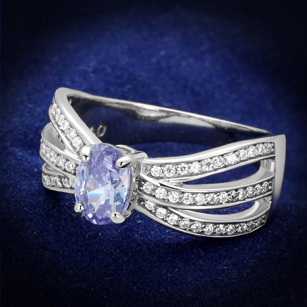 TS265 - Rhodium 925 Sterling Silver Ring with AAA Grade CZ in Light Amethyst