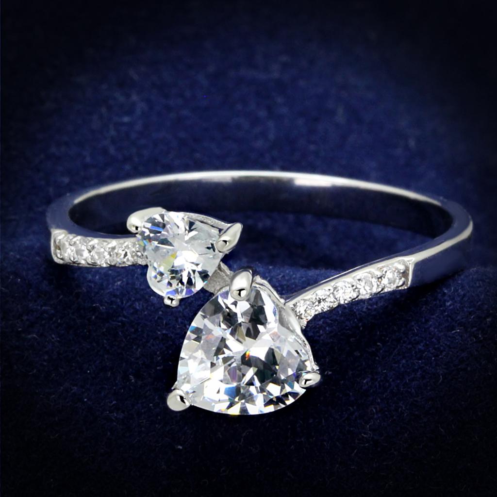 TS271 - Rhodium 925 Sterling Silver Ring with AAA Grade CZ in Clear