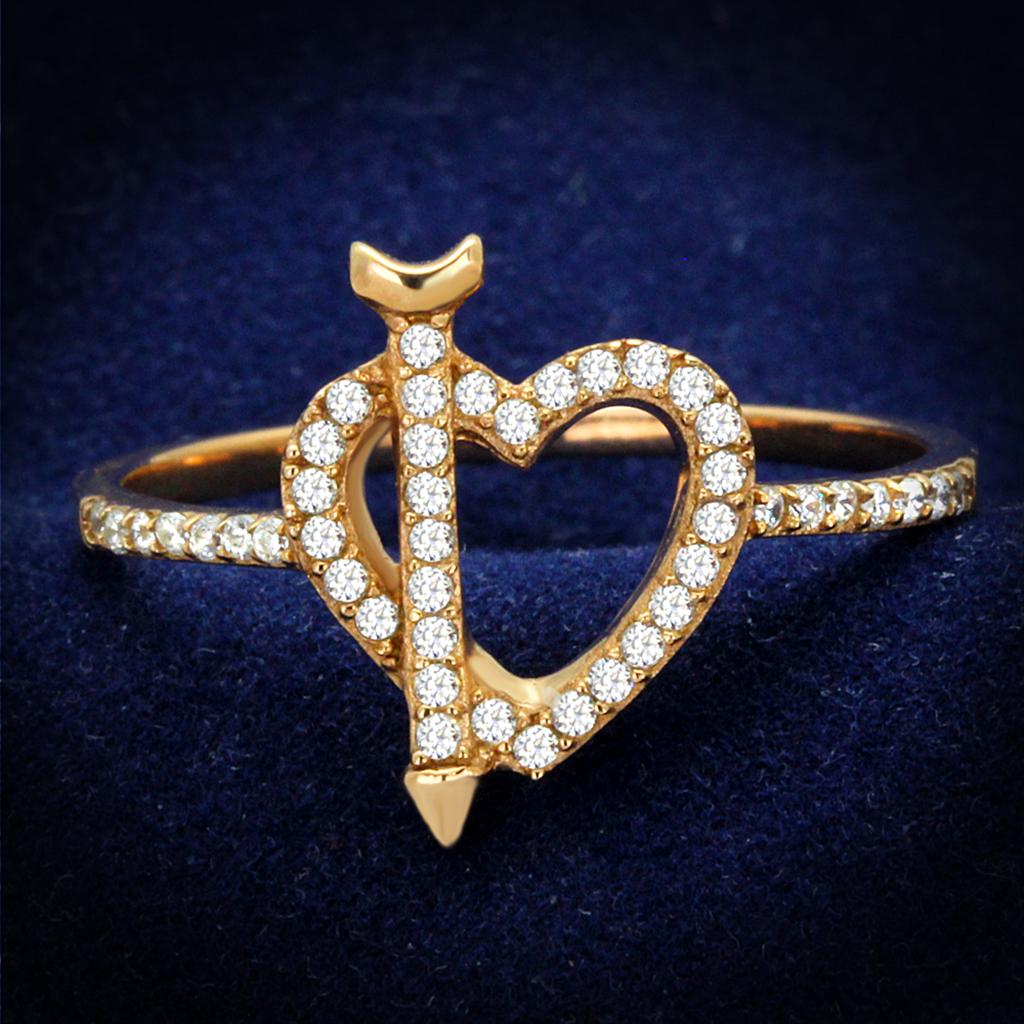 TS281 - Rose Gold 925 Sterling Silver Ring with AAA Grade CZ in Clear