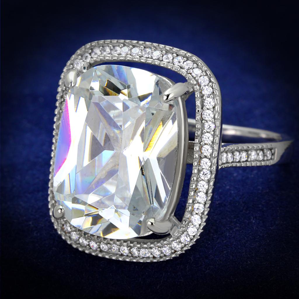 TS391 - Rhodium 925 Sterling Silver Ring with AAA Grade CZ in Clear