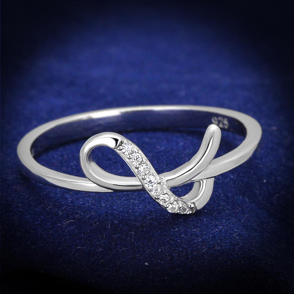 TS426 - Rhodium 925 Sterling Silver Ring with AAA Grade CZ in Clear