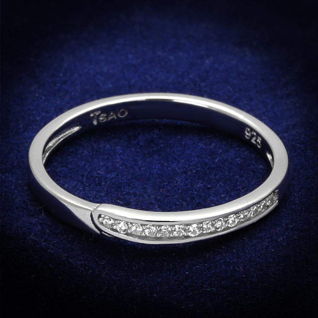 TS472 - Rhodium 925 Sterling Silver Ring with AAA Grade CZ in Clear