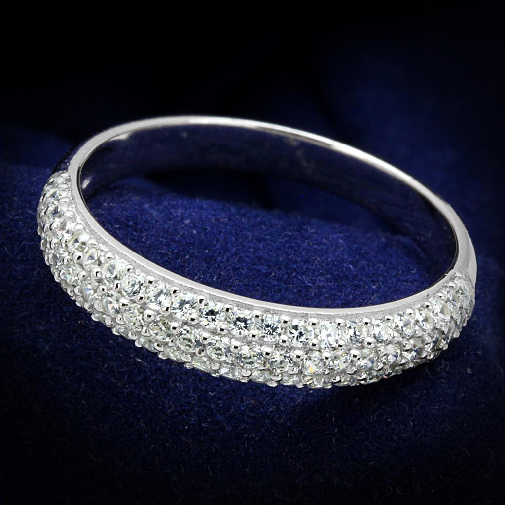 TS535 - Rhodium 925 Sterling Silver Ring with AAA Grade CZ in Clear