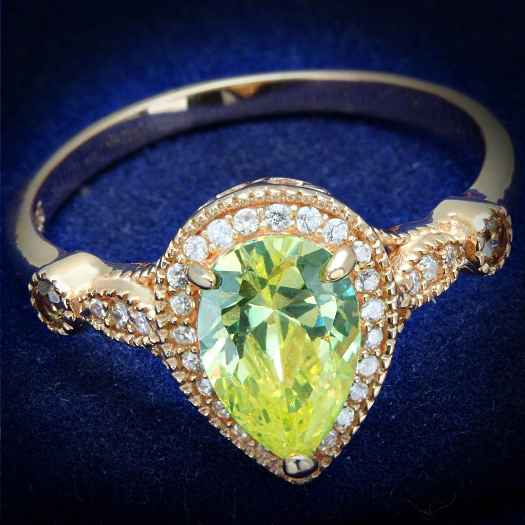 TS538 - Rose Gold 925 Sterling Silver Ring with AAA Grade CZ in Apple Green color