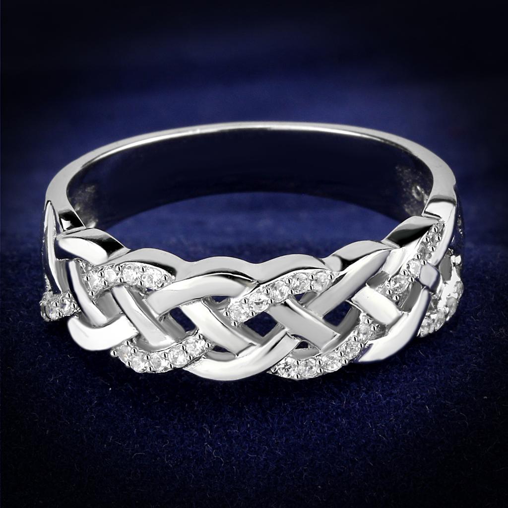 TS566 - Rhodium 925 Sterling Silver Ring with AAA Grade CZ in Clear