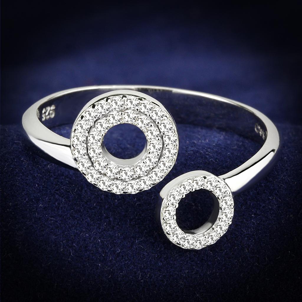 TS567 - Rhodium 925 Sterling Silver Ring with AAA Grade CZ in Clear