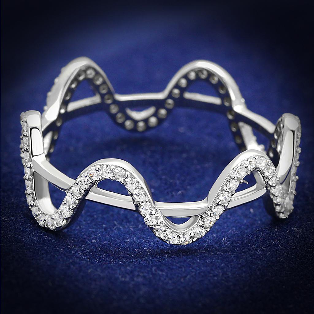TS576 - Rhodium 925 Sterling Silver Ring with AAA Grade CZ in Clear