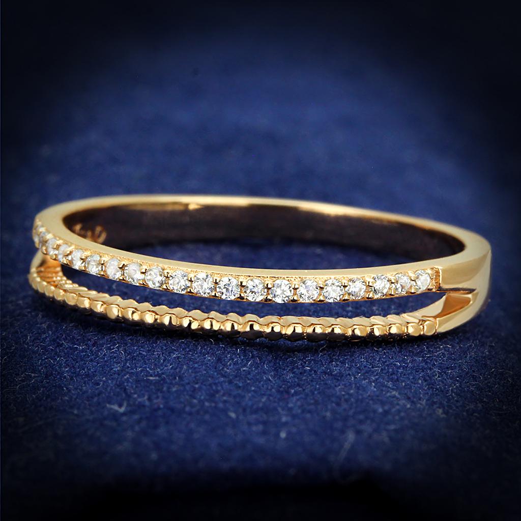 TS592 - Rose Gold 925 Sterling Silver Ring with AAA Grade CZ in Clear