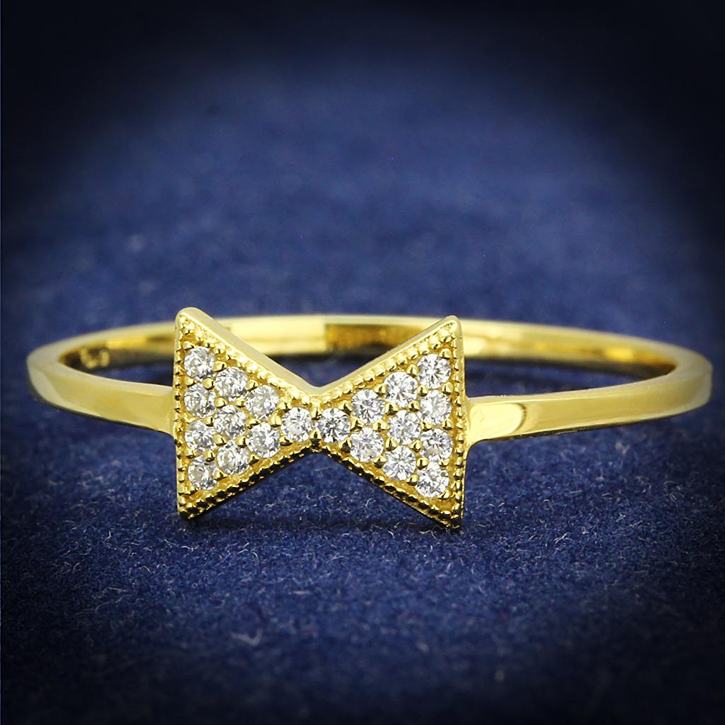 TS593 - Gold 925 Sterling Silver Ring with AAA Grade CZ in Clear