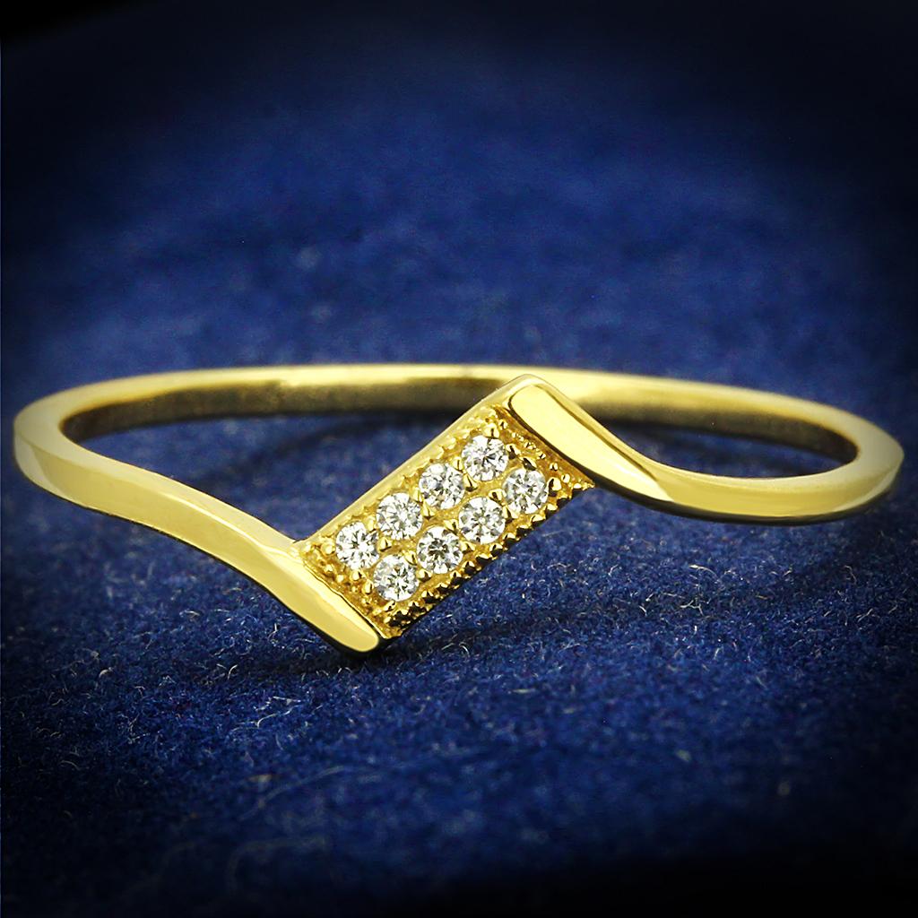 TS594 - Gold 925 Sterling Silver Ring with AAA Grade CZ in Clear