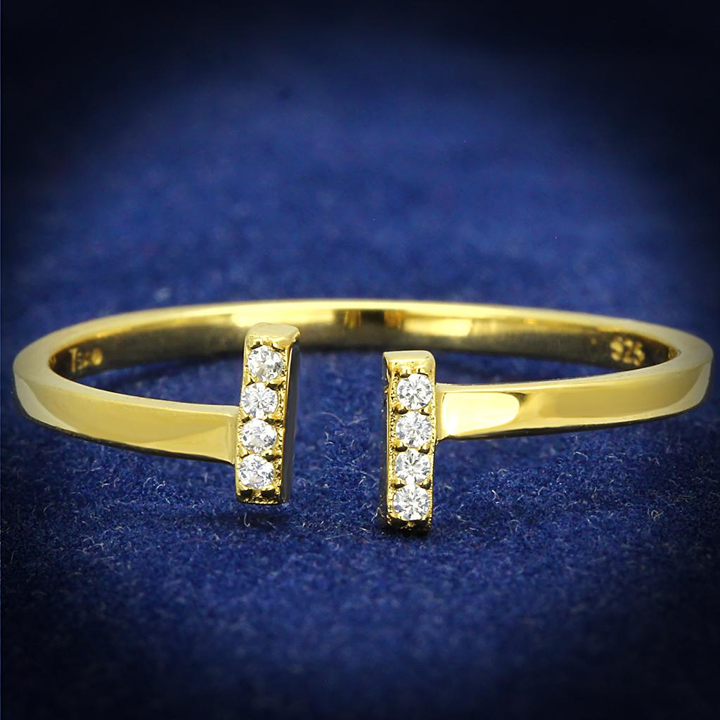 TS595 - Gold 925 Sterling Silver Ring with AAA Grade CZ in Clear