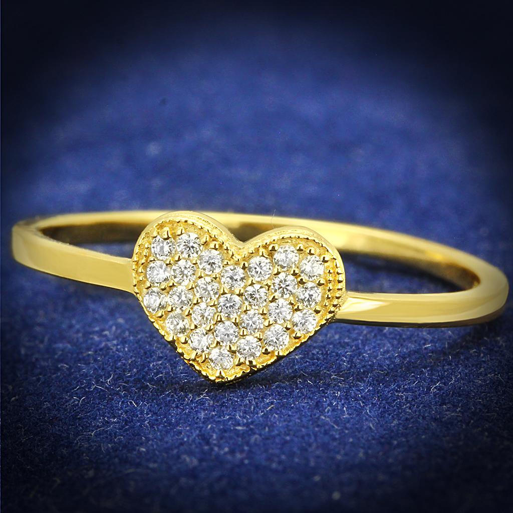 TS596 - Gold 925 Sterling Silver Ring with AAA Grade CZ in Clear