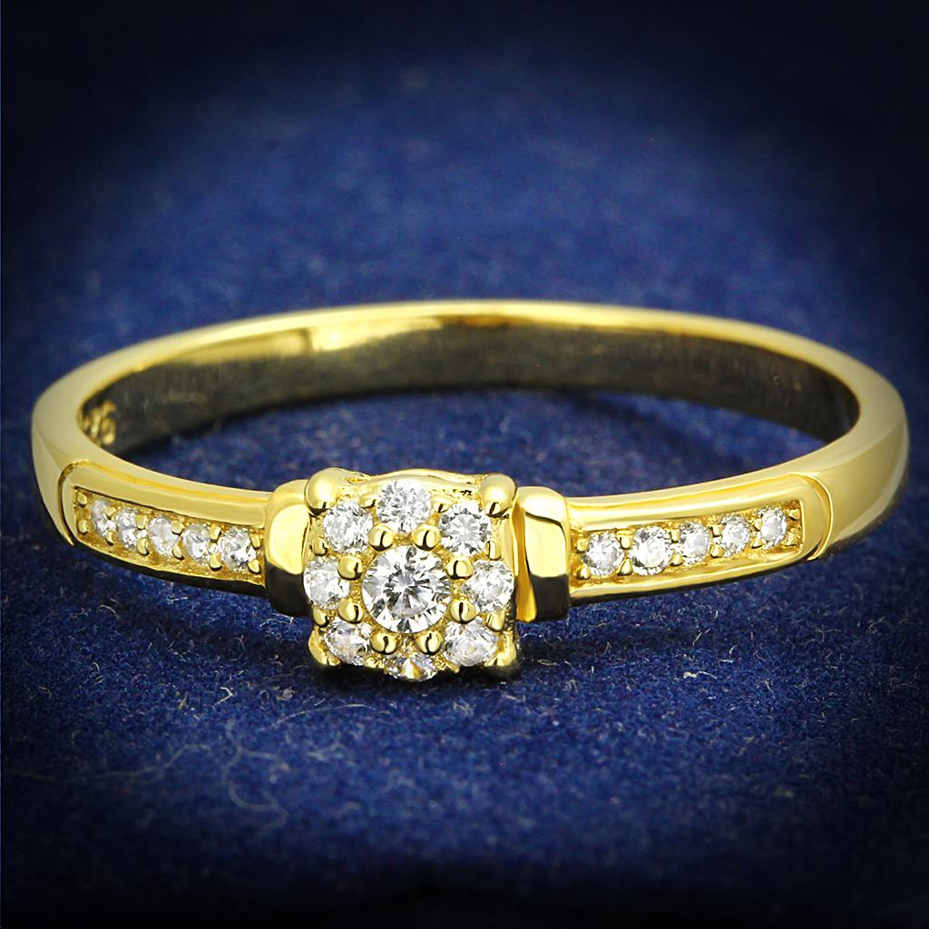 TS597 - Gold 925 Sterling Silver Ring with AAA Grade CZ in Clear