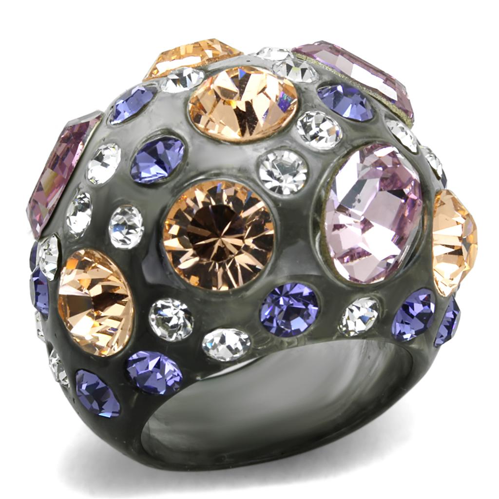 VL114 - Resin Ring with Top Grade Crystal in Multi Color