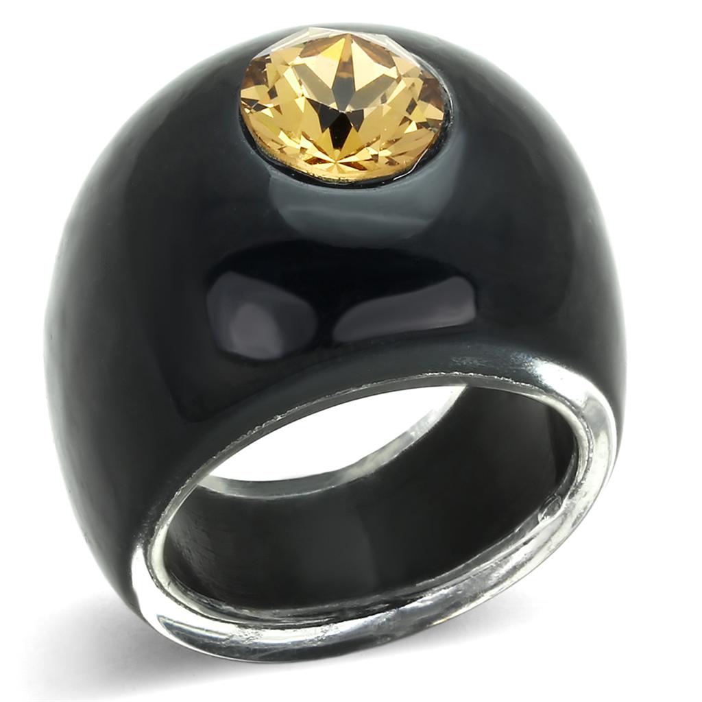 VL115 - Resin Ring with Top Grade Crystal in Light Smoked