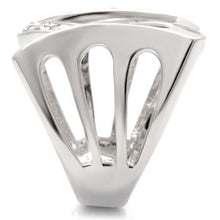 0W050 - Rhodium Brass Ring with AAA Grade CZ  in Clear