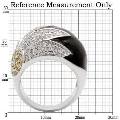 0W056 - Rhodium Brass Ring with AAA Grade CZ  in Topaz
