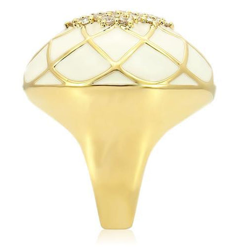 0W206 - Gold Brass Ring with AAA Grade CZ  in Clear