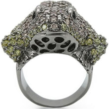 0W284 - Ruthenium Brass Ring with AAA Grade CZ  in Multi Color