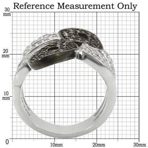 0W295 - Rhodium + Ruthenium Brass Ring with AAA Grade CZ  in Champagne