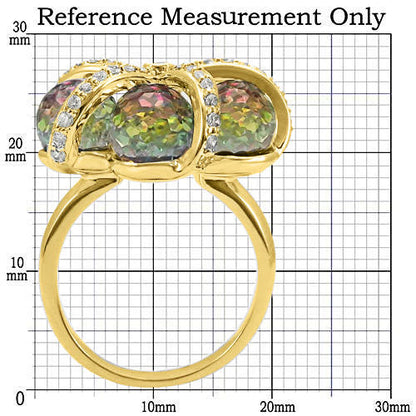 0W299 - Gold Plated Brass Ring with Top Grade Crystal  in Multi Color