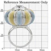 0W308 - Rhodium Brass Ring with AAA Grade CZ  in Clear