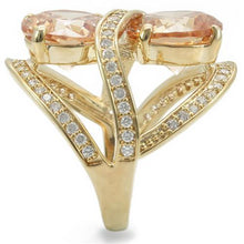 0W314 - Gold Brass Ring with AAA Grade CZ  in Champagne