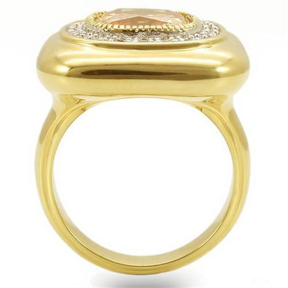 0W315 - Gold+Rhodium Brass Ring with AAA Grade CZ  in Champagne