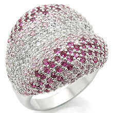 0W322 - Rhodium Brass Ring with AAA Grade CZ  in Multi Color