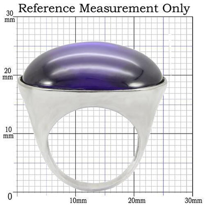 0W345 - Rhodium Brass Ring with Genuine Stone  in Amethyst