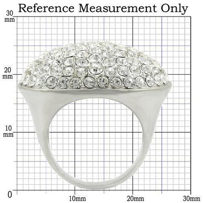 0W348 - Rhodium+Brushed Brass Ring with Top Grade Crystal  in Clear