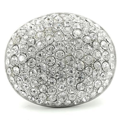 0W348 - Rhodium+Brushed Brass Ring with Top Grade Crystal  in Clear