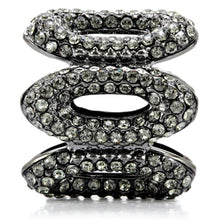 1W033 - Ruthenium Brass Ring with Top Grade Crystal  in Black Diamond