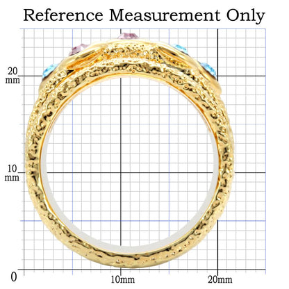 1W047 - Gold Brass Ring with Top Grade Crystal  in Multi Color
